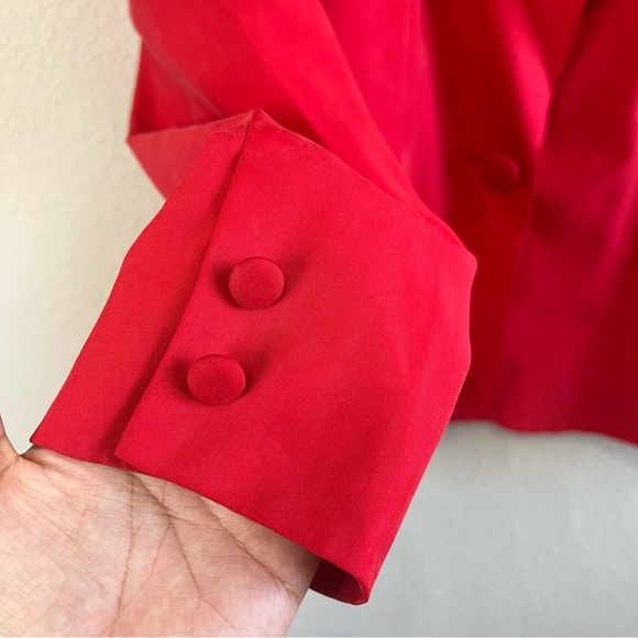 Red silk vintage blazer - Picture 5 of 8